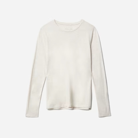 Everlane The Organic Cotton Long-Sleeve Crew T-Shirt Oatmeal Size XXS New - Picture 5 of 6
